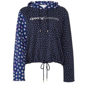 OPENING CEREMONY Cropped Floral-Print Cotton Logo Hoodie Small